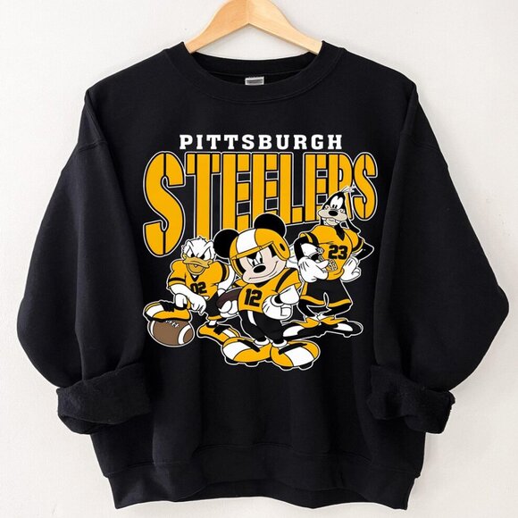 pittsburgh steelers mickey friends Football sweatshirt shirt retro NFL - Picture 1 of 2